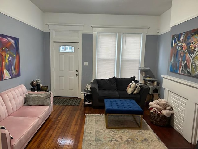 living room with hardwood / wood-style floors