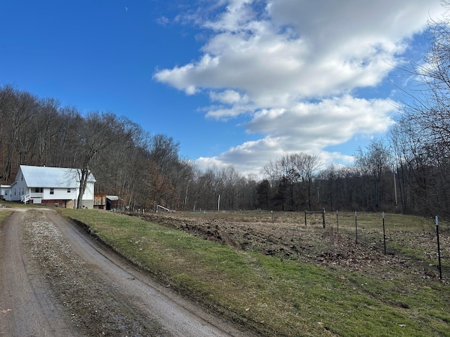 view of road featuring a rural view