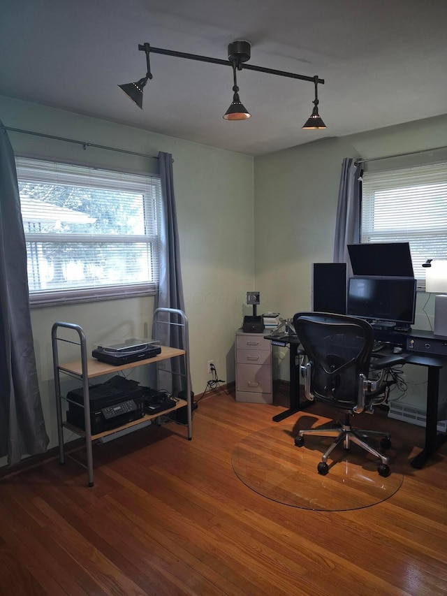 home office featuring wood finished floors