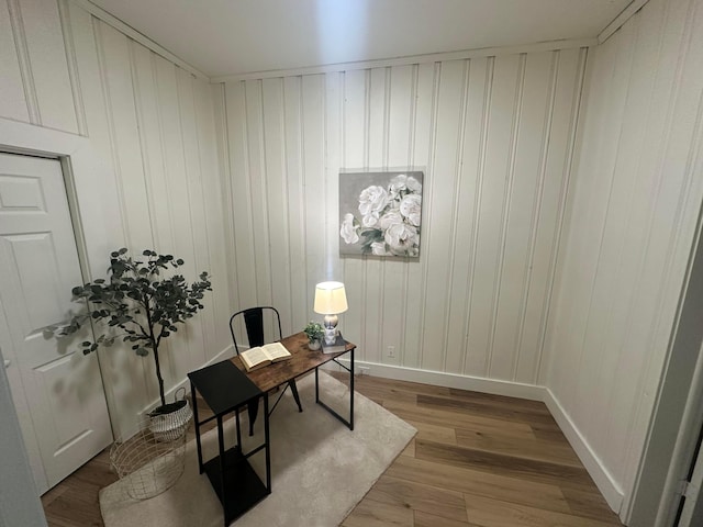 home office featuring light hardwood / wood-style floors