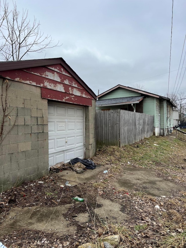 view of garage