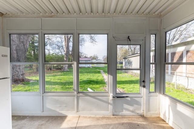 view of unfurnished sunroom