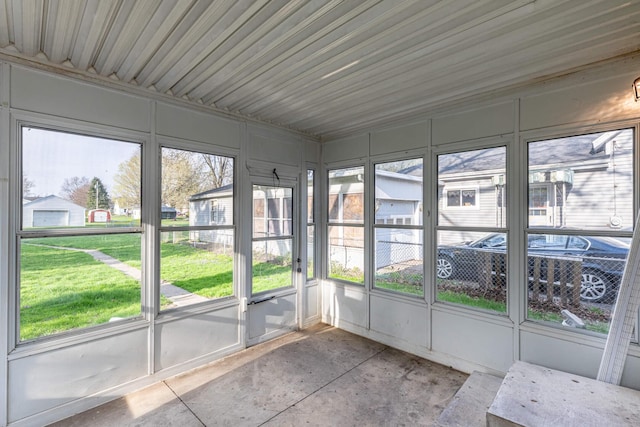 view of unfurnished sunroom