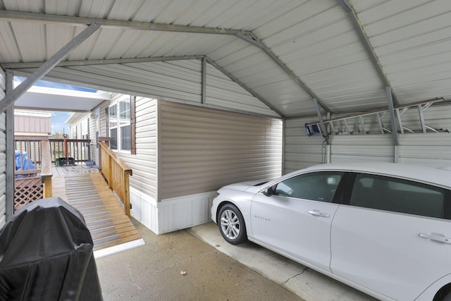 garage with a carport