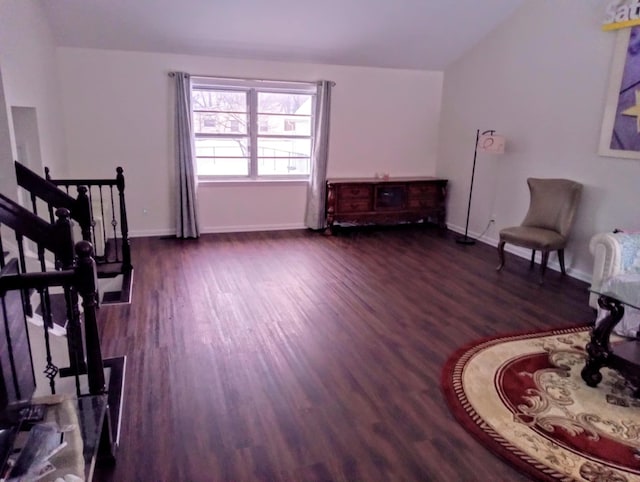 sitting room featuring dark hardwood / wood-style flooring