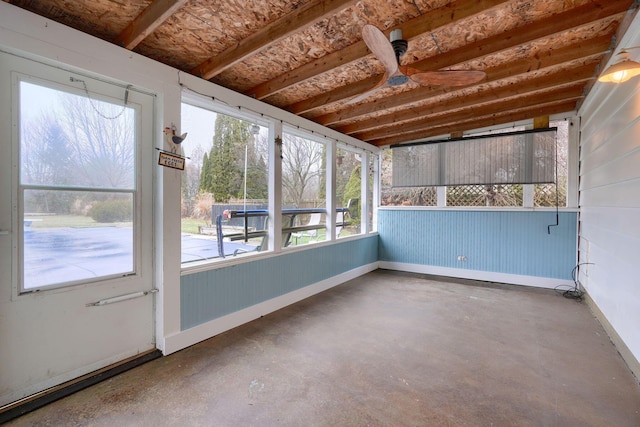 view of unfurnished sunroom