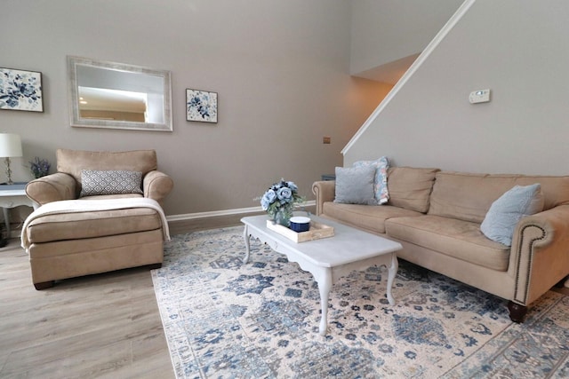 living room featuring light wood-type flooring