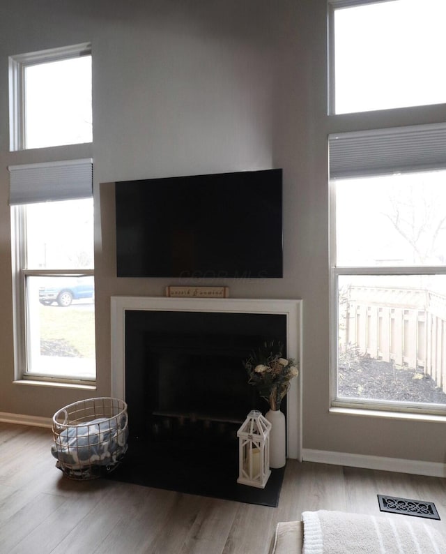 living room featuring light wood-type flooring