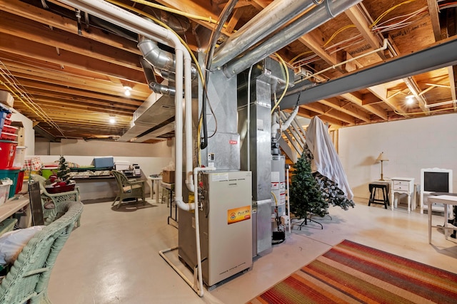 basement with water heater