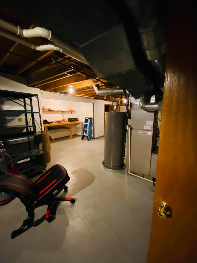 basement with gas water heater