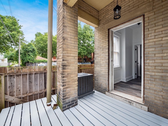 wooden deck with central AC