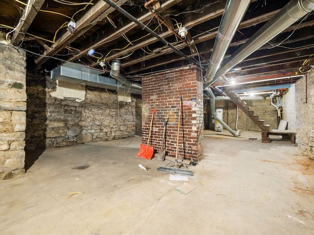 basement with gas water heater