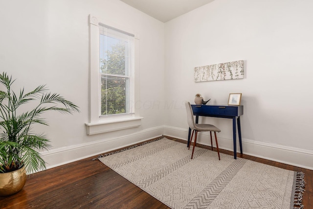 office space featuring hardwood / wood-style flooring