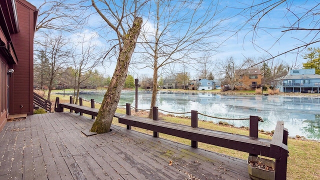 deck with a water view