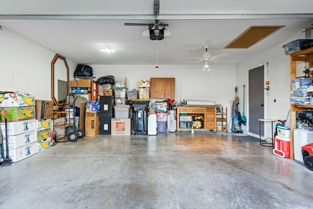 garage with ceiling fan