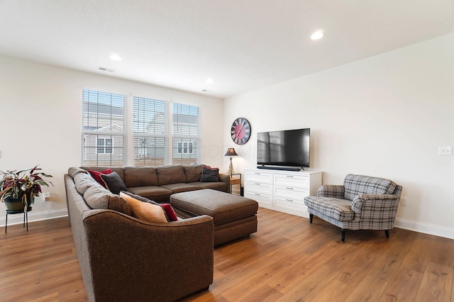 living room featuring light hardwood / wood-style flooring