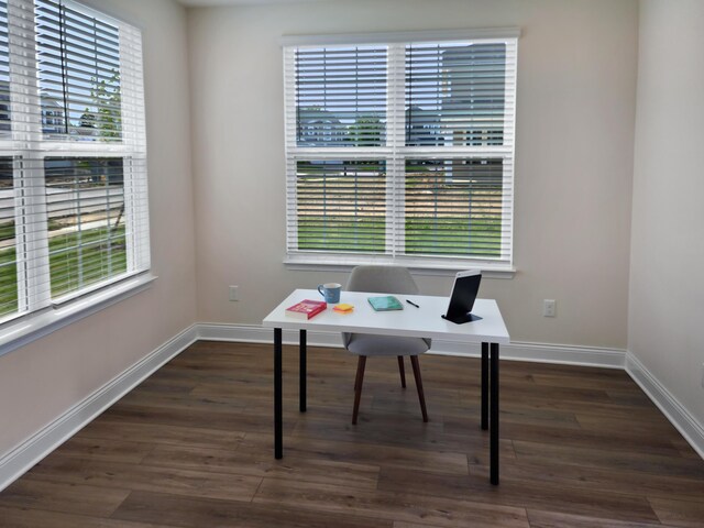 3767 Park St, Grove City, OH 43123 - home office featuring baseboards and dark wood-type flooring