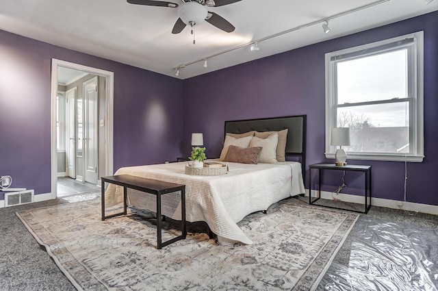 bedroom featuring ceiling fan