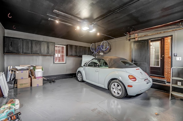 garage with a garage door opener