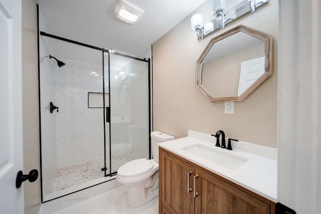 4874 Ridge St, Columbus, OH 43207 - bathroom with vanity, an enclosed shower, and toilet