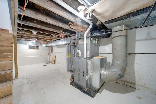 4874 Ridge St, Columbus, OH 43207 - basement with gas water heater