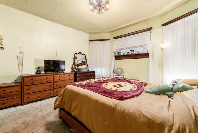 carpeted bedroom featuring multiple windows