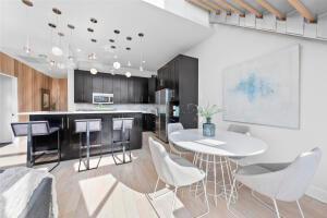 dining room with light wood-type flooring