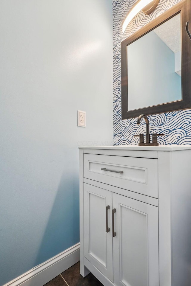 bathroom featuring vanity and tile patterned flooring