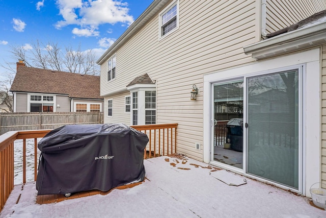 wooden deck with area for grilling