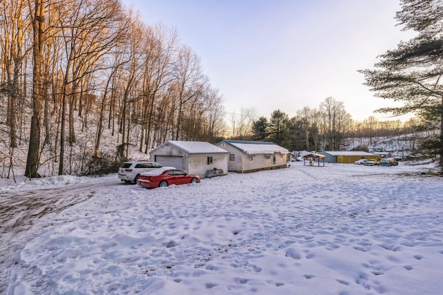 exterior space with a garage