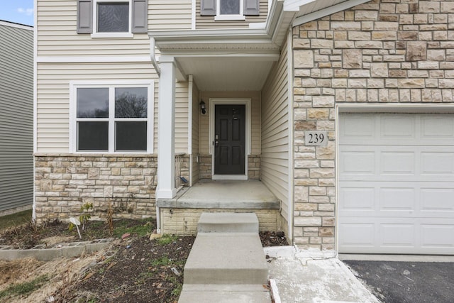 entrance to property with a garage