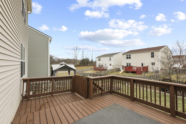 wooden deck with a gazebo