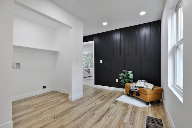 entrance foyer with light wood-type flooring