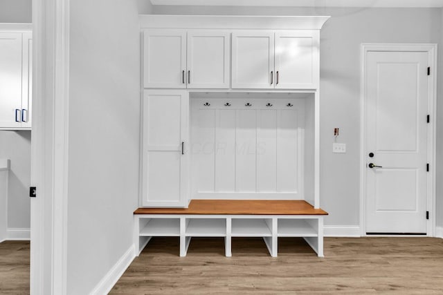 mudroom featuring light wood-type flooring