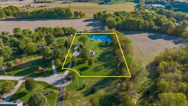 aerial view featuring a rural view