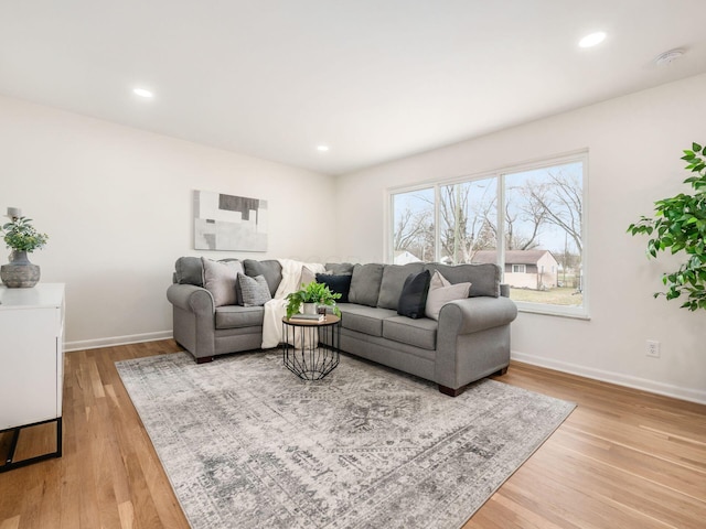 living room with light wood-type flooring