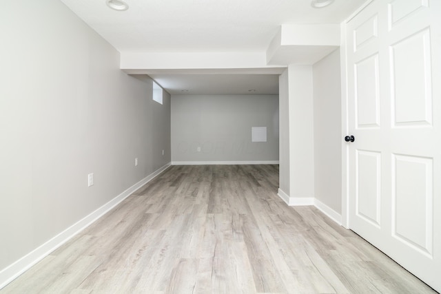 interior space with light hardwood / wood-style floors