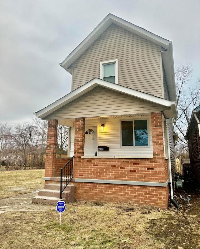 view of front of home featuring covered porch