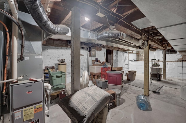 basement with heating unit