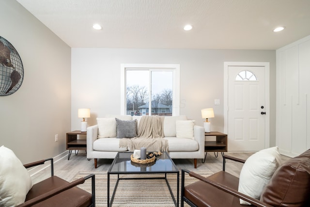 living room featuring light hardwood / wood-style flooring