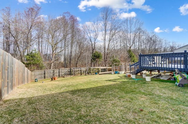 view of yard with a deck