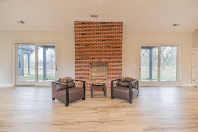 living area featuring light wood-type flooring