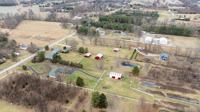 aerial view with a rural view