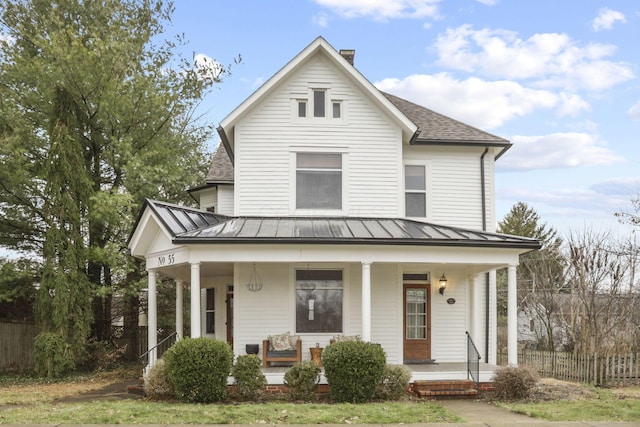 view of front facade featuring covered porch