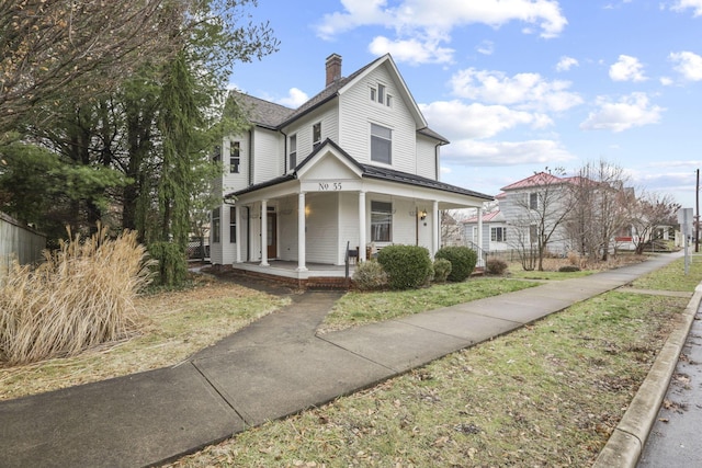 view of front facade featuring covered porch