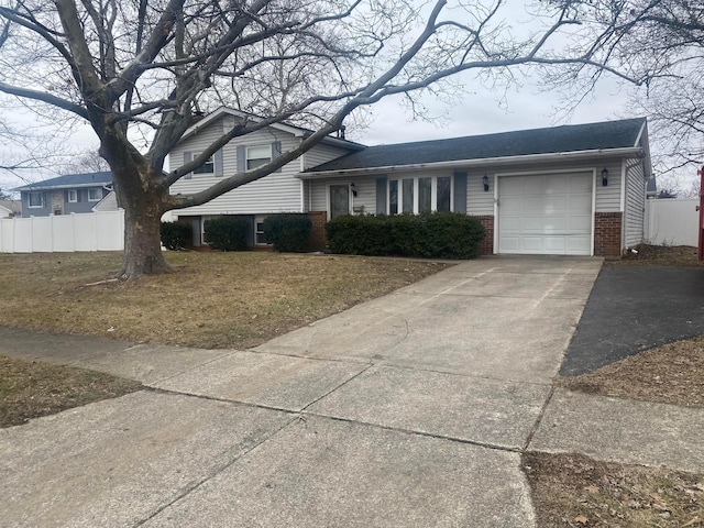 split level home with a garage