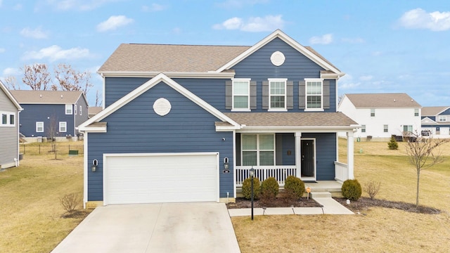 front of property with a front yard and covered porch