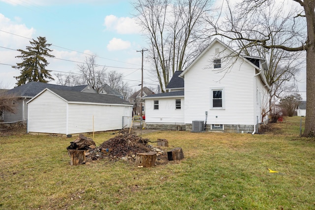 back of property featuring a yard and cooling unit