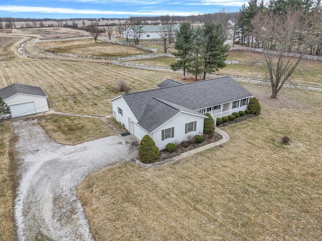 drone / aerial view with a rural view