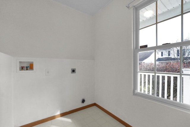 laundry room featuring washer hookup, plenty of natural light, and hookup for an electric dryer